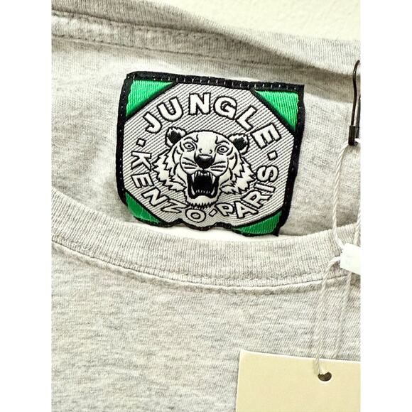 Kenzo Classic Tiger Print Cotton Knit Crew Neck Graphic Tee Heather Gray Women S - Picture 5 of 6